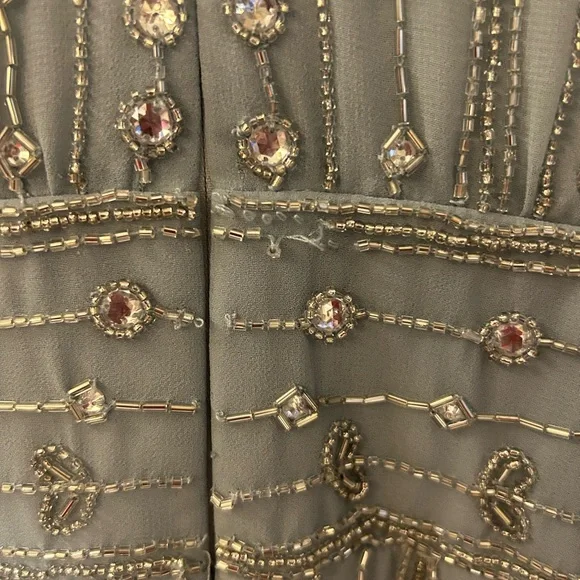 Mac  Duggal Beaded Slate Blue Midi Dress Size 16 - Picture 9 of 9